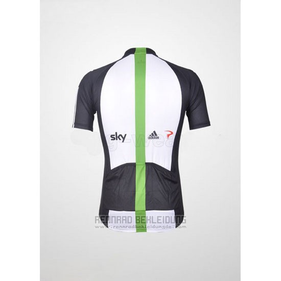 2012 Fahrradbekleidung Sky Shwarz und Grun Trikot Kurzarm und Tragerhose